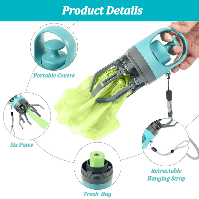 Blue portable dog waste scooper product view