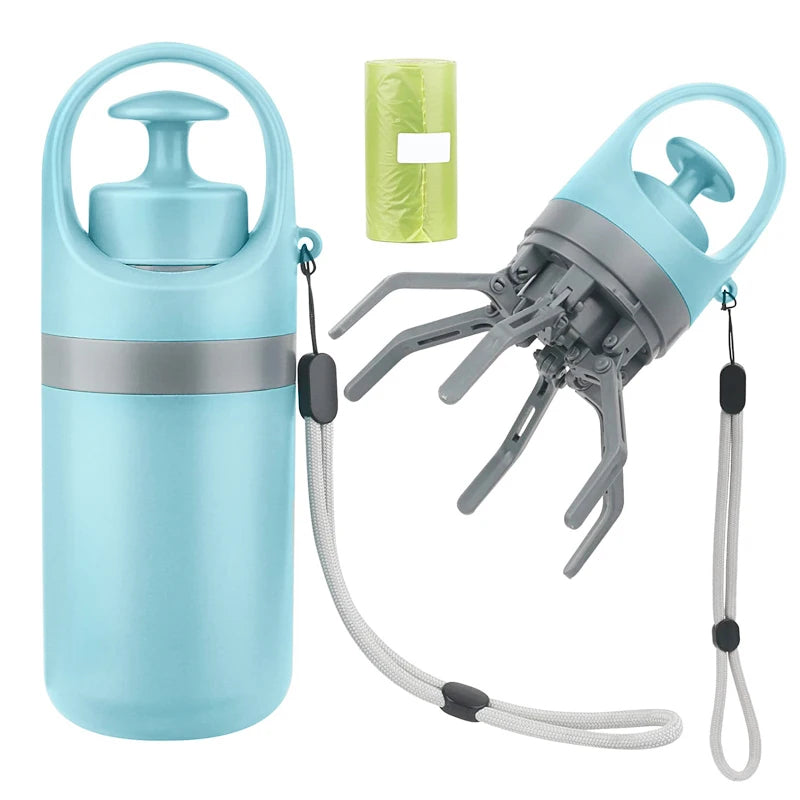 Poop scooper handle with built-in dog waste bag roll dispenser