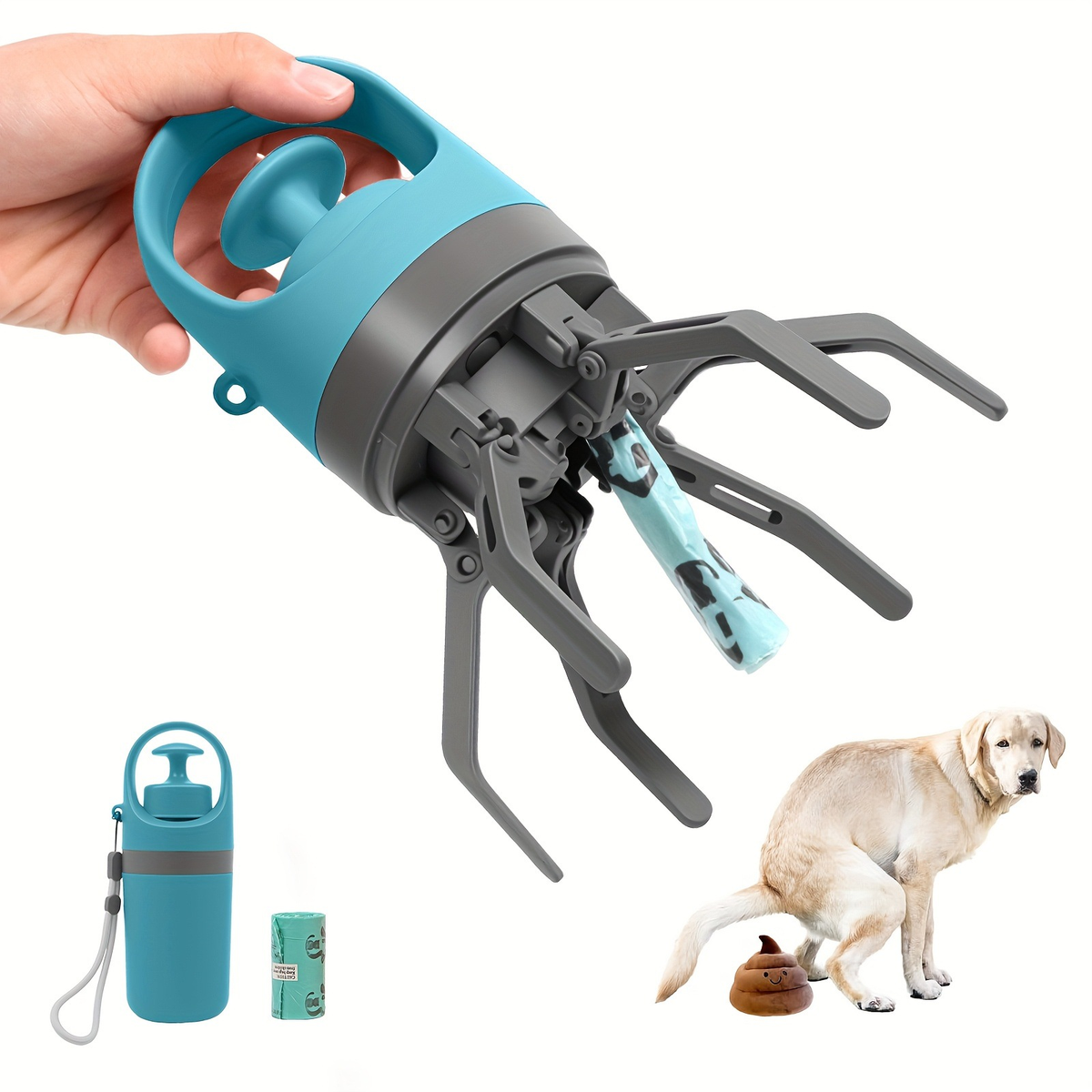Dog poop scooper sealed leak-proof waste storage compartment